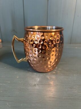 BLKSMITH Copper Plated Hammered Moscow Mule Mug with Gold Handle